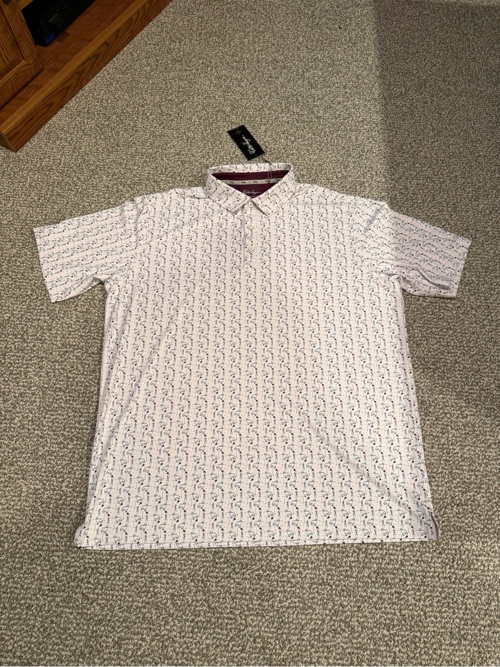 Walter Hagen NWT Dog Golf Print Collared Polo Shirt New